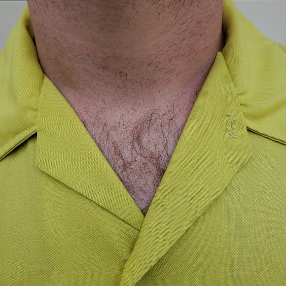 vintage 1960s yellow/green mens button up - Picture 5 of 7